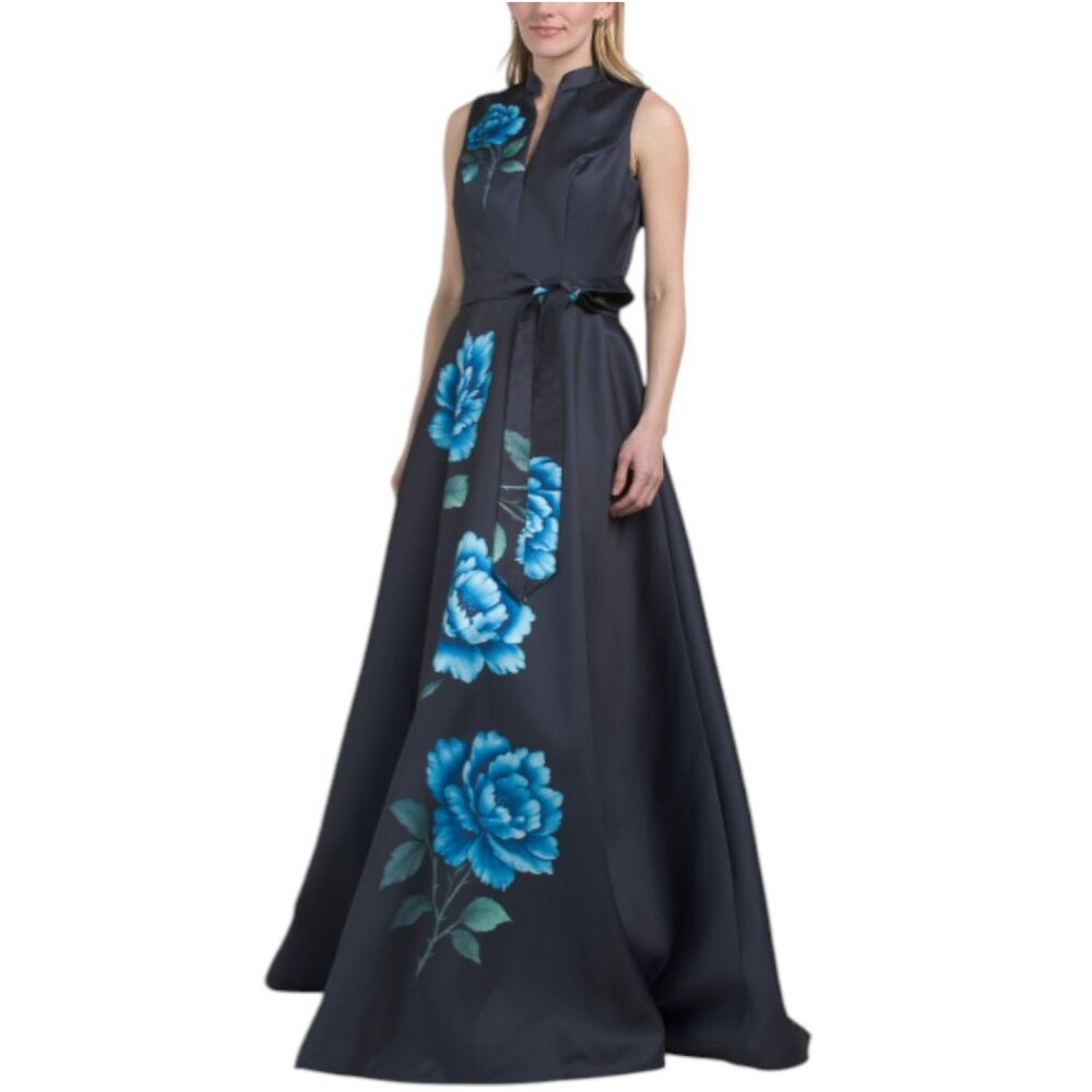 RENE BY RENE RUIZ Sleeveless Floral Mikado Gown